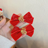 Children's festive hairgrip, hair accessory with bow, Chinese style, no hair damage