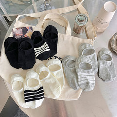 黑白隱形襪子女夏季薄款船襪硅膠防滑襪純色休閒淺口襪子一件代發