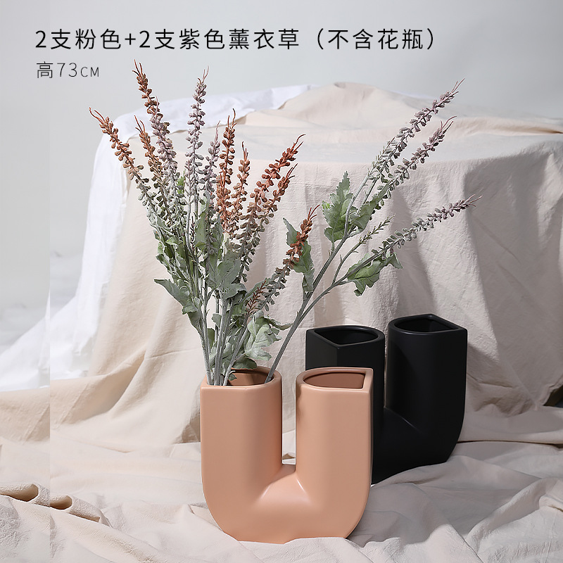 Arte nórdico moderno en forma de U jarrón de cerámica creativa sala de estar gabinete del vino pasillo nicho decoración suave decoración geométrica al por mayor