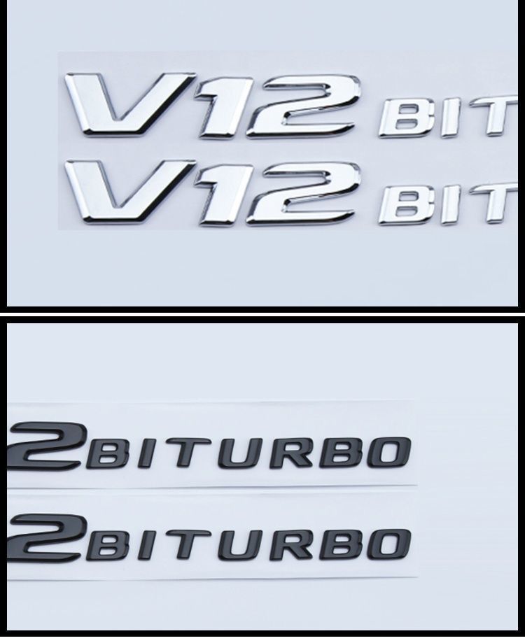 Suitable for the new Mercedes-Benz V8BITURBO side emblems, C63, G63, S65, and V12 supercharged car emblems