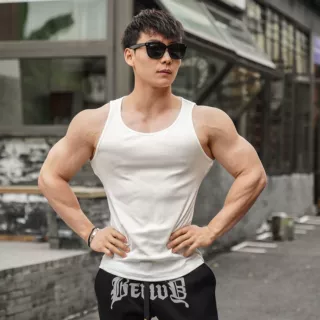 2022年夏季纯色螺纹背心男式跑步训练健身休闲透气运动背心新款