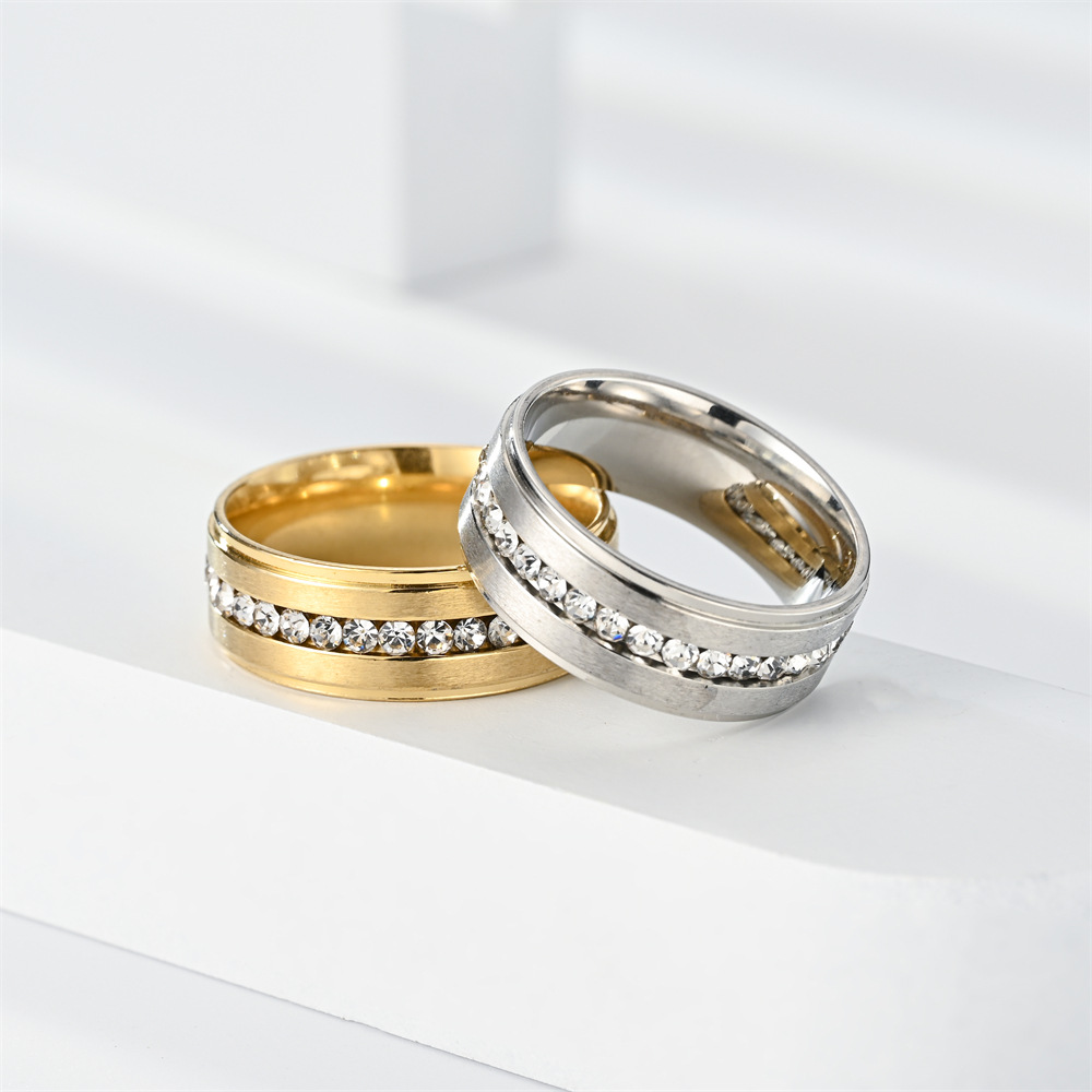 Casual Simple Style Circle Stainless Steel Inlay Zircon Rings display picture 3