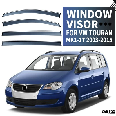 Suitable for Volkswagen Touran rain and rain shield rearview mirror rain eyebrow VW Touran Window visor (Rain shield) - standard-packaging-touran-mk1-1t-2003-2015-pc-with-bright-strip-rain-shield