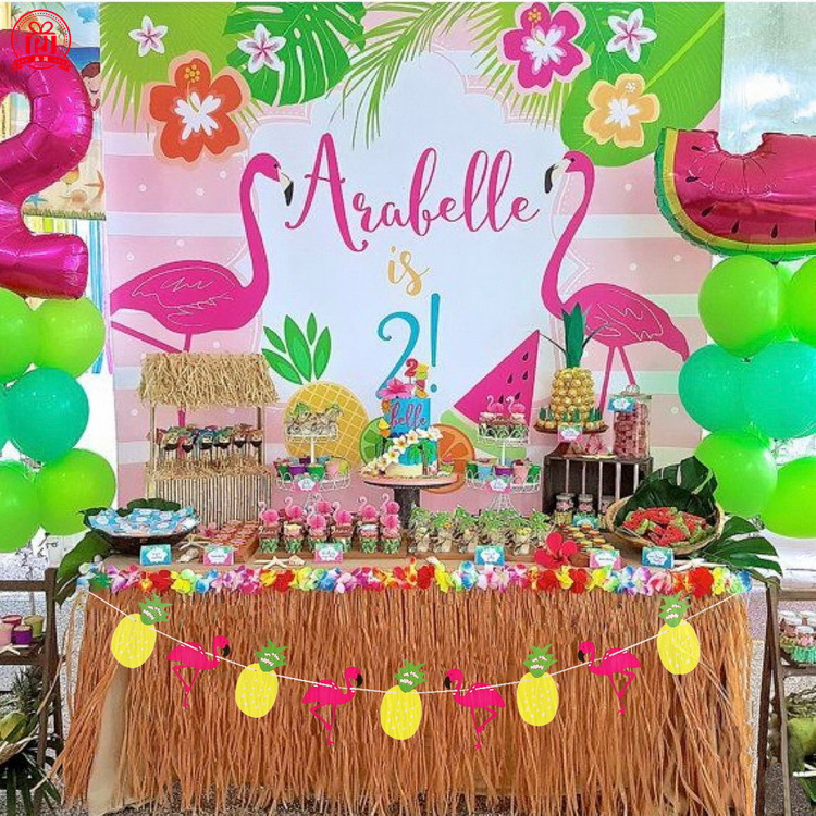 Fábrica de nueva decoración de fiesta nórdica tira bandera flamenco piña cactus diseño de boda de cumpleaños