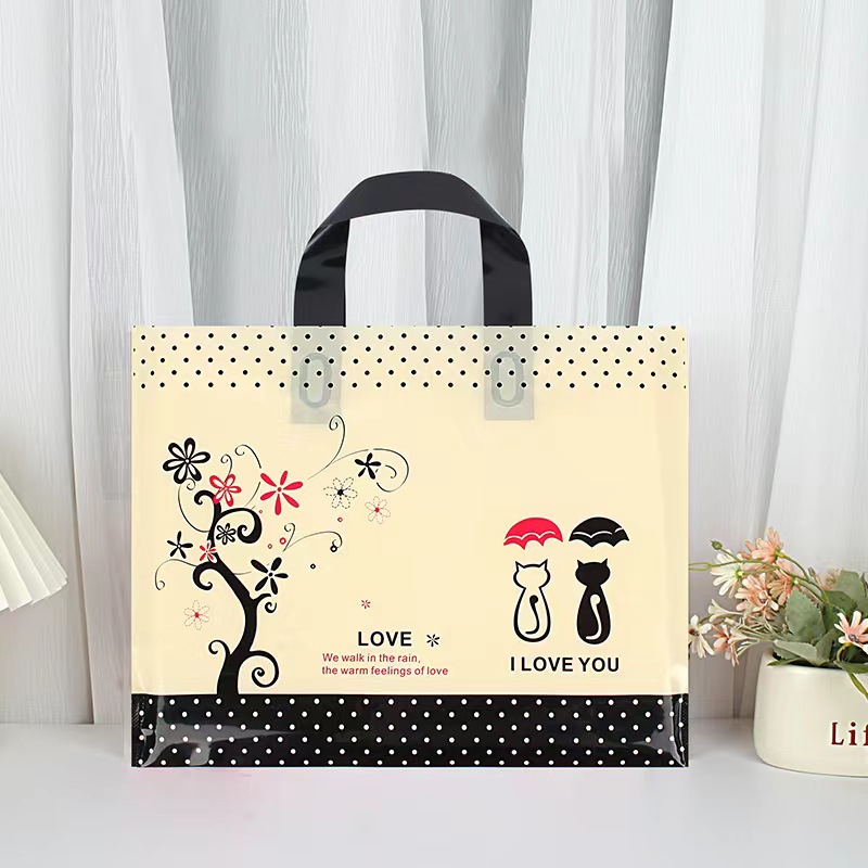 Tienda de ropa de suministro de fábrica bolso transparente logotipo impreso bolsa de embalaje de regalo bolsa de plástico de embalaje de ropa al por mayor