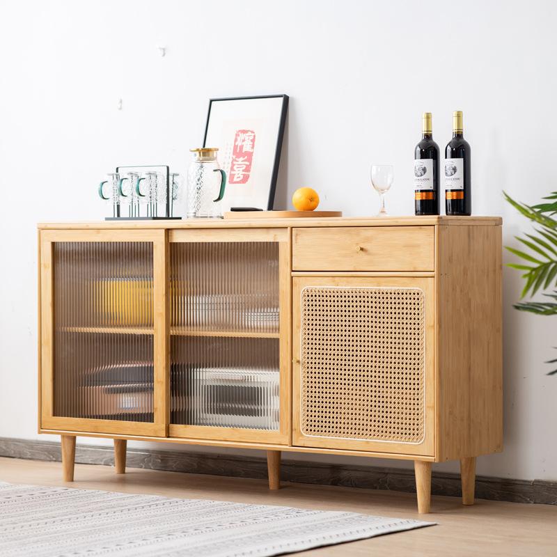 Sideboard cabinet solid wood wall low cabinet log Japanese style living room storage cabinet modern minimalist tea cabinet integrated locker