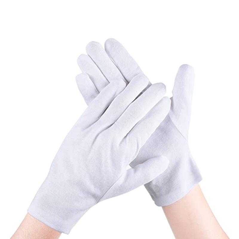 Amazon transfronteriza de algodón blanco etiqueta guantes de doble pieza Protección Laboral guantes de trabajo Comercio exterior guantes al por mayor