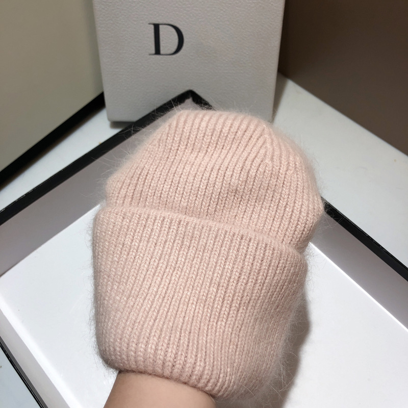 大量の輸出ロシアの厚い重さのウサギの毛のニットの帽子のファッションのシンプルな純色の柔らかいモチモチの保温の毛糸の帽子の女性|undefined