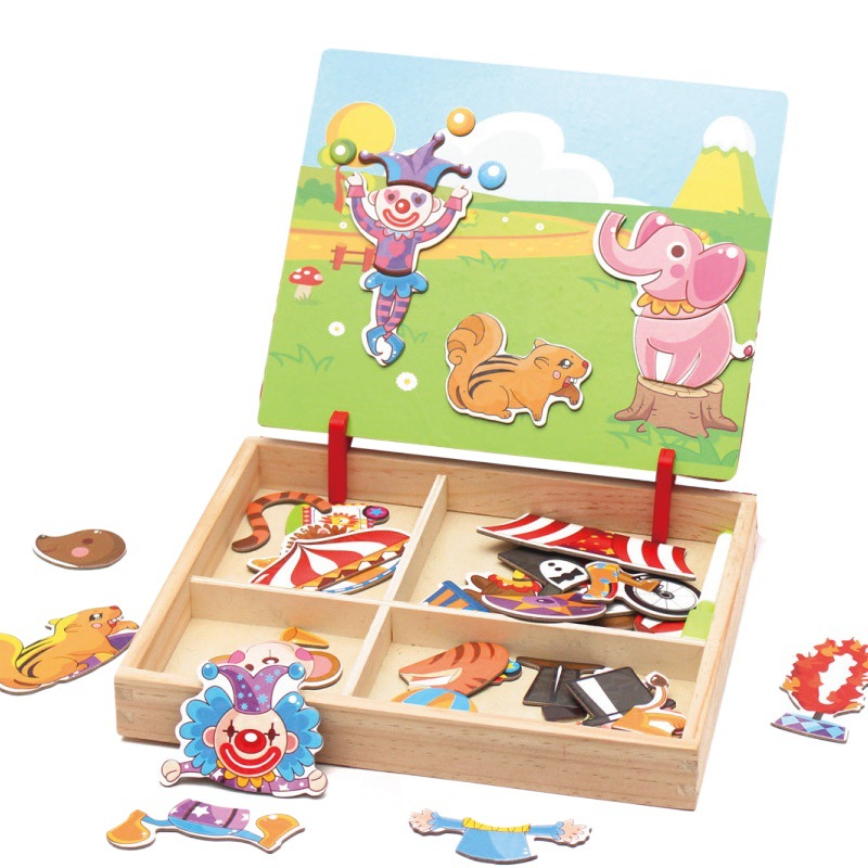 Características faciales de madera rompecabezas magnético rompecabezas pegatinas magnéticas 3-6 años kindergarten niños educación temprana juguetes educativos