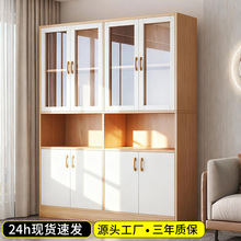 实木书柜防尘柜家用客厅展示柜子带门木柜文件柜落地收纳柜书架子