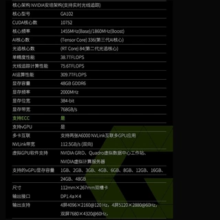 适用于 NVIDIA RTX A6000 48G 显卡 全彩盒 现货咨询客服支持