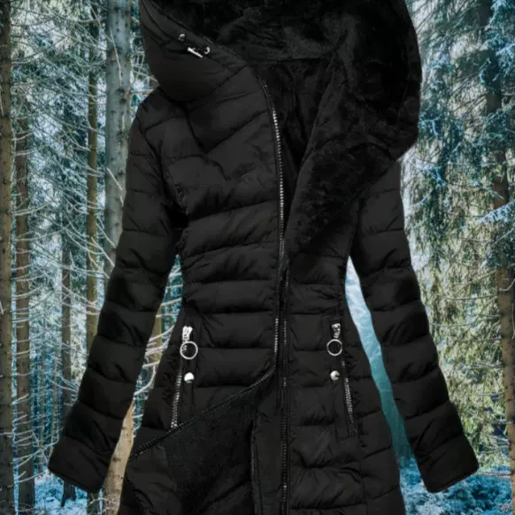 女式冬季大衣加厚棉服防水人造皮草连帽夹克大衣