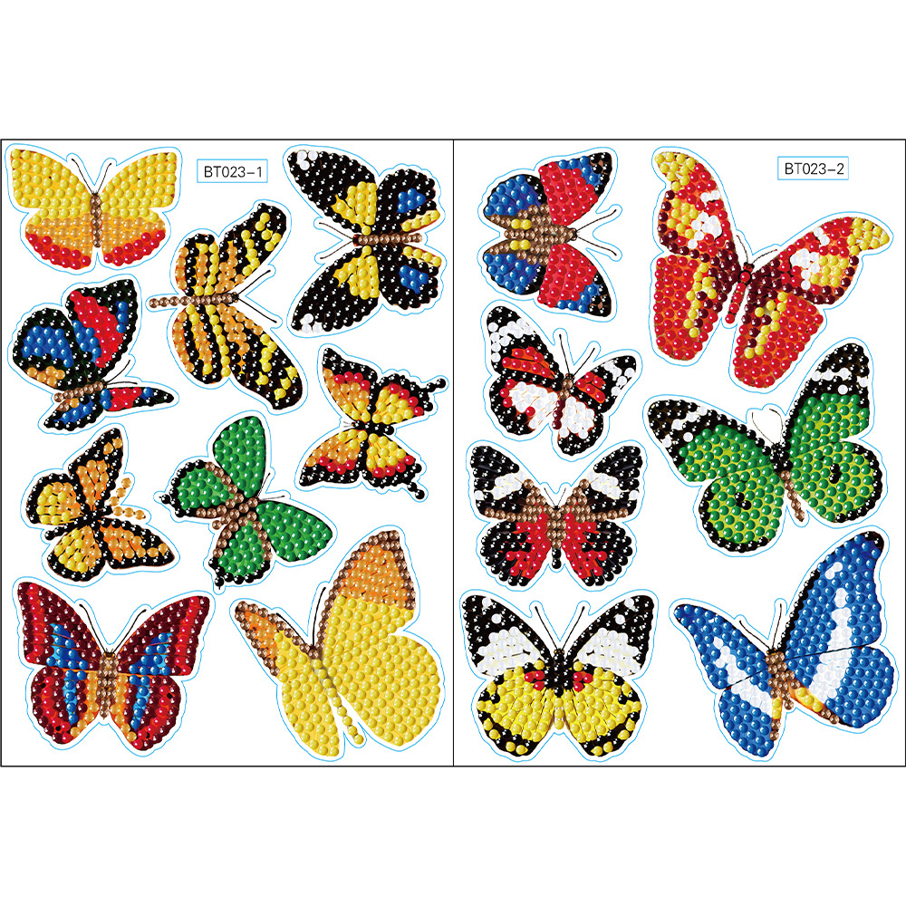 Pintura de diamantes para niños con diseño de mariposas y flores transfronterizas, imanes de nevera personalizables, combinación de pegatinas de pared, venta al por mayor.