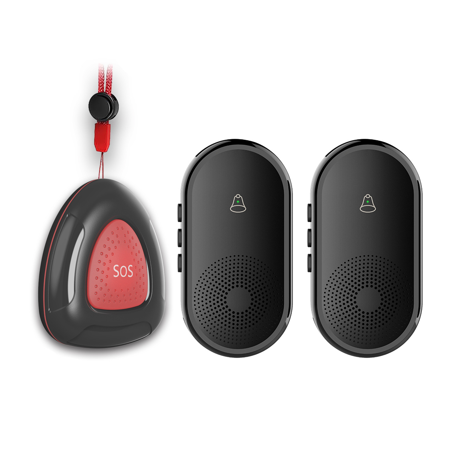 검정색 송신기 1개 + 수신기 2개(미국 규정, 유럽 규정, 영국 규정, 메시지 메모)