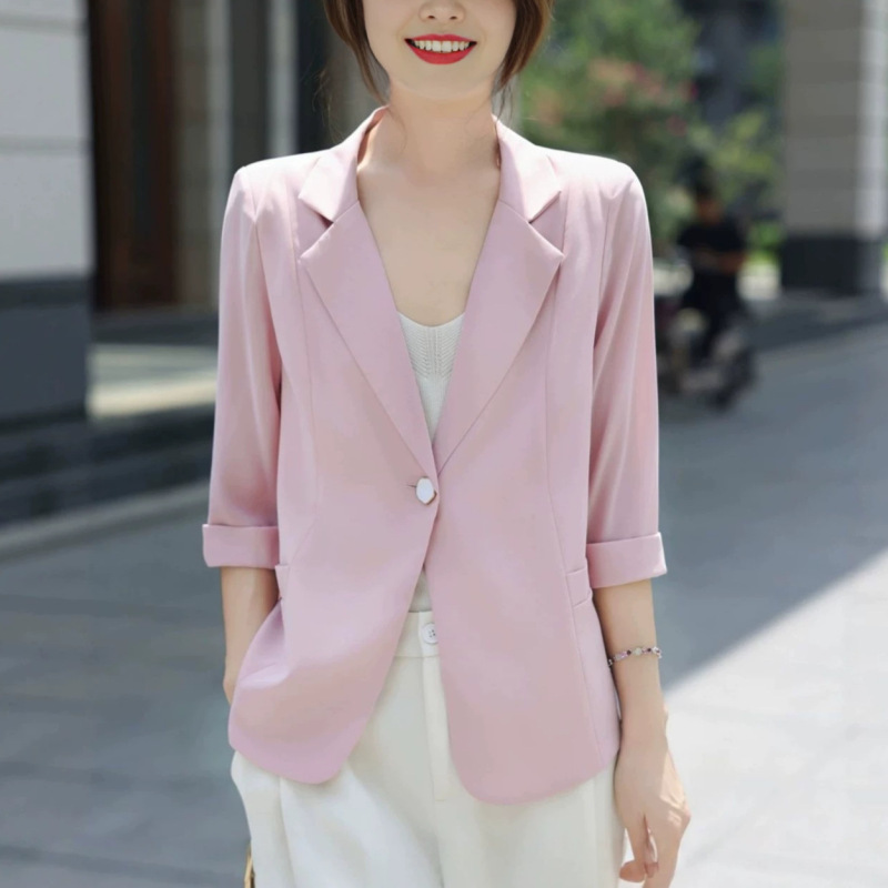 2026 Summer Thin Ice Silk Short Blazer for Women, Slim Fit, Elegant, Loose and Slimming, Youthful Suit Jacket 2026 Summer Thin Ice Silk Short Blazer for Women, Slim Fit, Elegant, Loose and Slimming, Youthful Suit Jacket