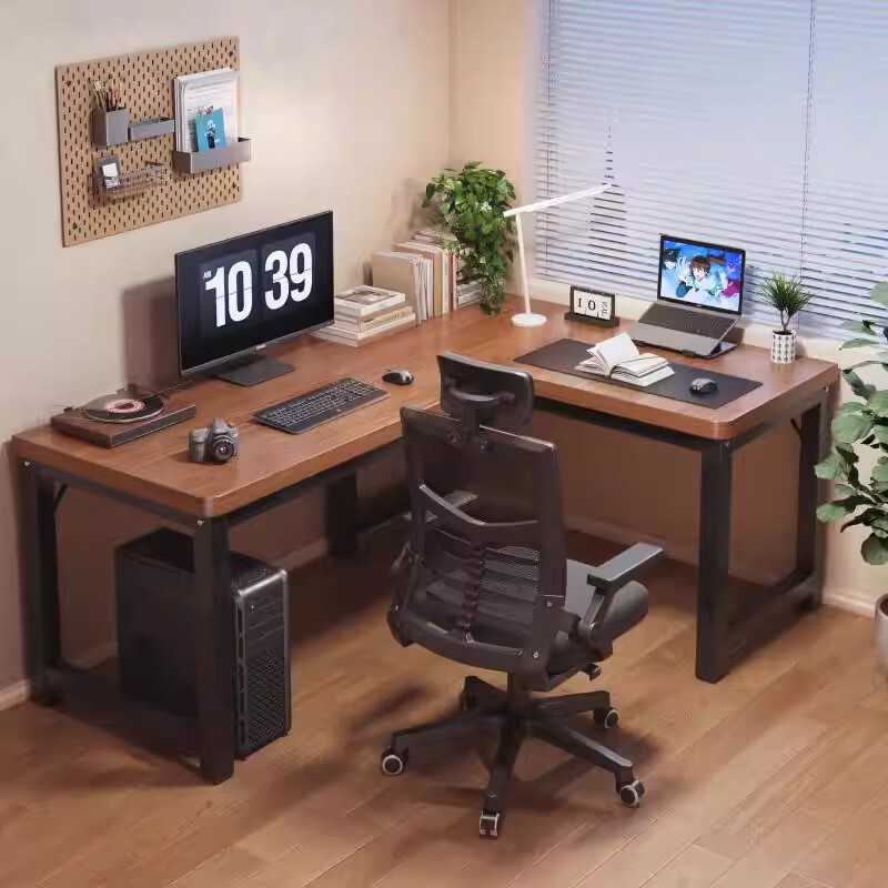 Corner Computer Desk, Simple Desktop Table for Bedroom, Home Gaming Desk, Desk with Bookshelf, Integrated Corner Office Desk, L-Shaped