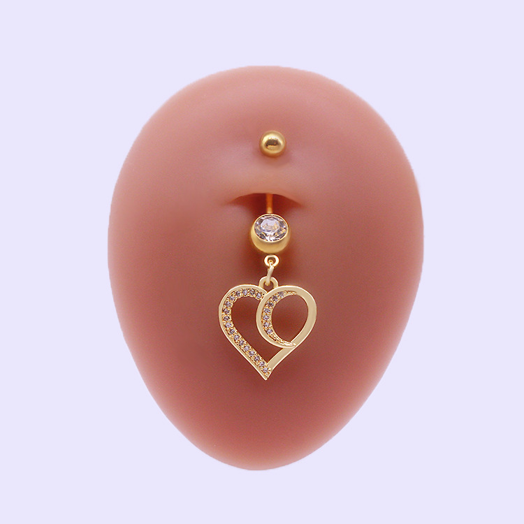 Heart Shaped Butterfly Belly Button Ring With Rhinestones_voghion.com