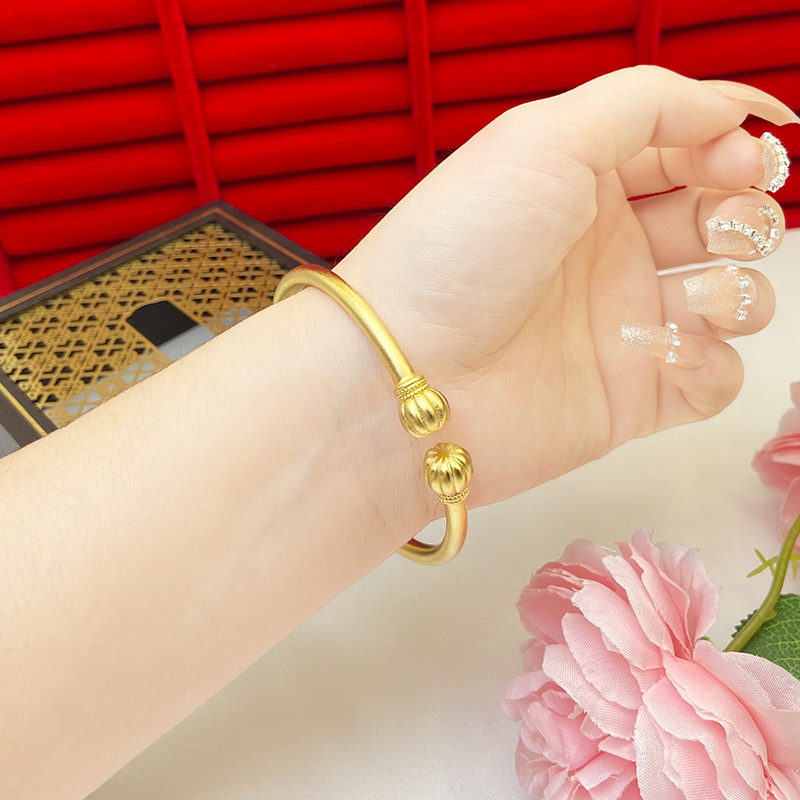 Vietnam oro calabaza cuentas pulsera abierta antiguo patrimonio pulsera ajustable linterna cobre chapado en oro suministro directo de fábrica