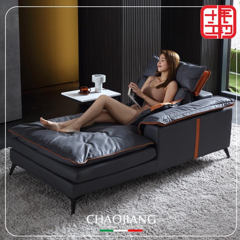 贵妃椅沙发科技布羽绒意式现代简约拼色设计单人懒人