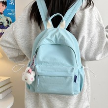 韩版ins大容量简约纯色背包初中高中生双肩包男日系书包女大学生