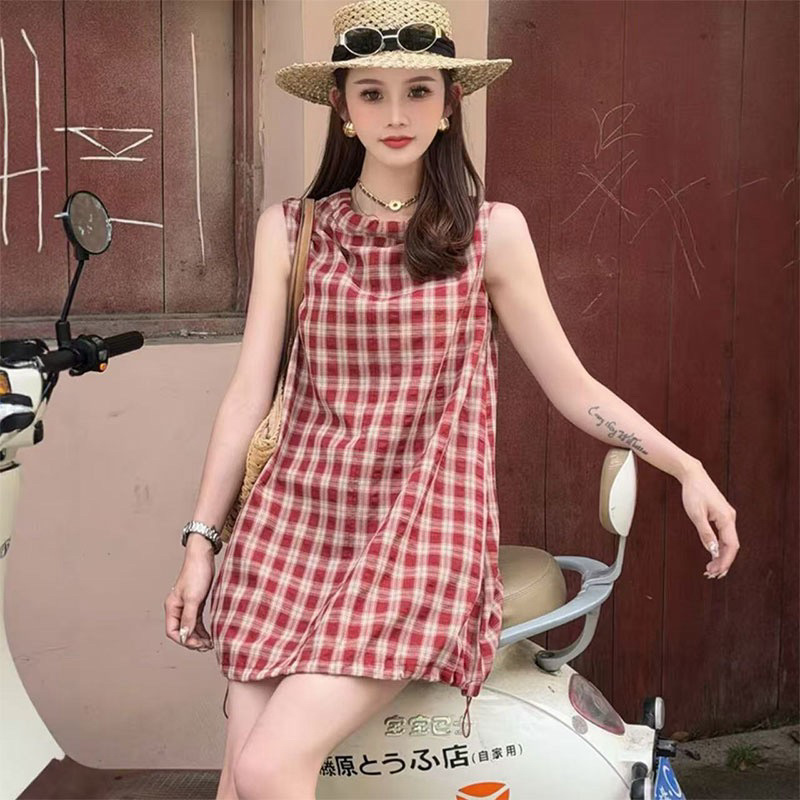 2026 Summer Nursing Dress for Going Out, Hot Mom Style Postpartum Nursing Clothes, Sweet Plaid Sleeveless Nursing Dress 2026 Summer Nursing Dress for Going Out, Hot Mom Style Postpartum Nursing Clothes, Sweet Plaid Sleeveless Nursing Dress