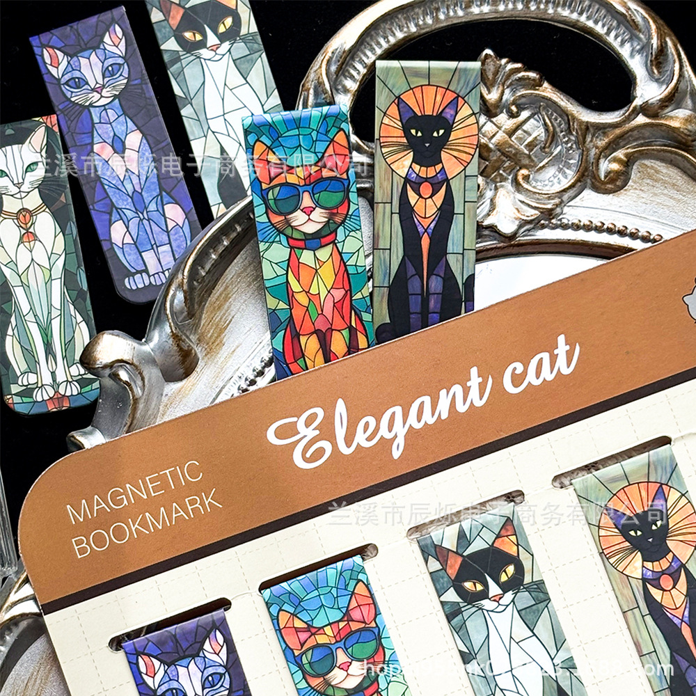 新款磁吸书签复古跨境系列书籍装饰卡阅读标注卡diy手账磁性书签