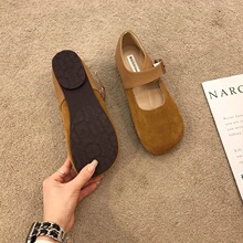 复古风玛丽珍鞋女2025秋季新款平底防滑一脚蹬厚底勃肯鞋大头皮鞋