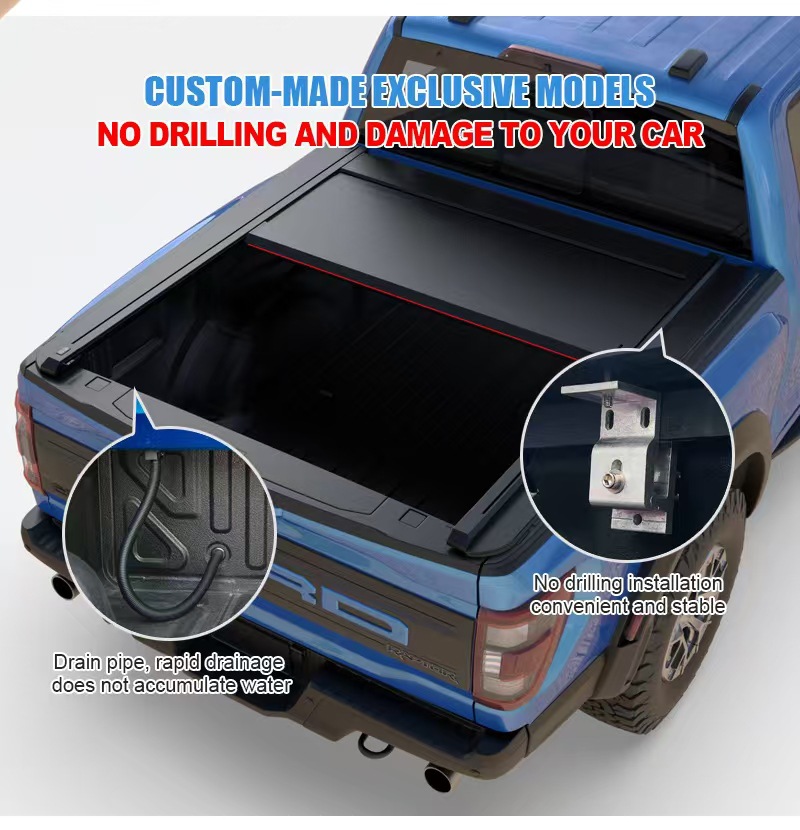 Cross-border Raptor F150 pickup roller shutter rear trunk cover RANGER hard tri-fold cover electric roller shutter car modification parts