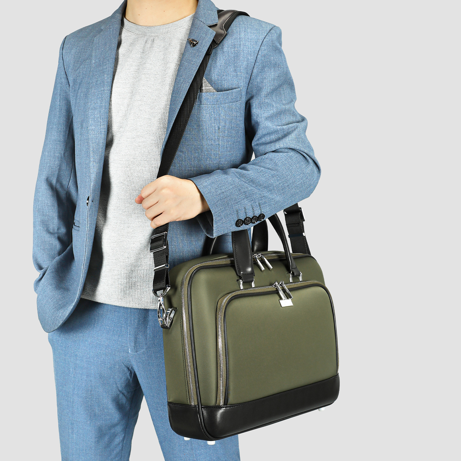 Top Grain Cowhide Leather 20 Inch Business Travel Suitcase Briefcase Set 16 Inch Laptop Bag New_voghion.com