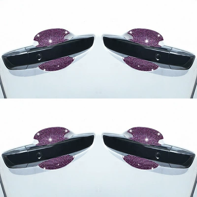 Car Door Handle Protective Film with Diamonds, Anti-Scratch Handle Sticker, Car Door Bowl Anti-Scratch Car Handle Protective Film (Other Automotive Interior Supplies) - door-bowl-4-piecesset-pink-diamond-large-size