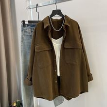 外套女春秋中长款韩版港味休闲加厚外穿新款韩版长袖磨毛耐脏衬衣