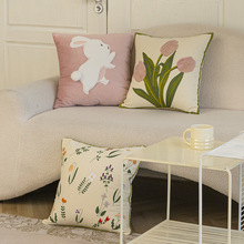 新款粉色抱枕套网红小清新纯棉绣花靠垫套客厅装饰沙发靠枕套