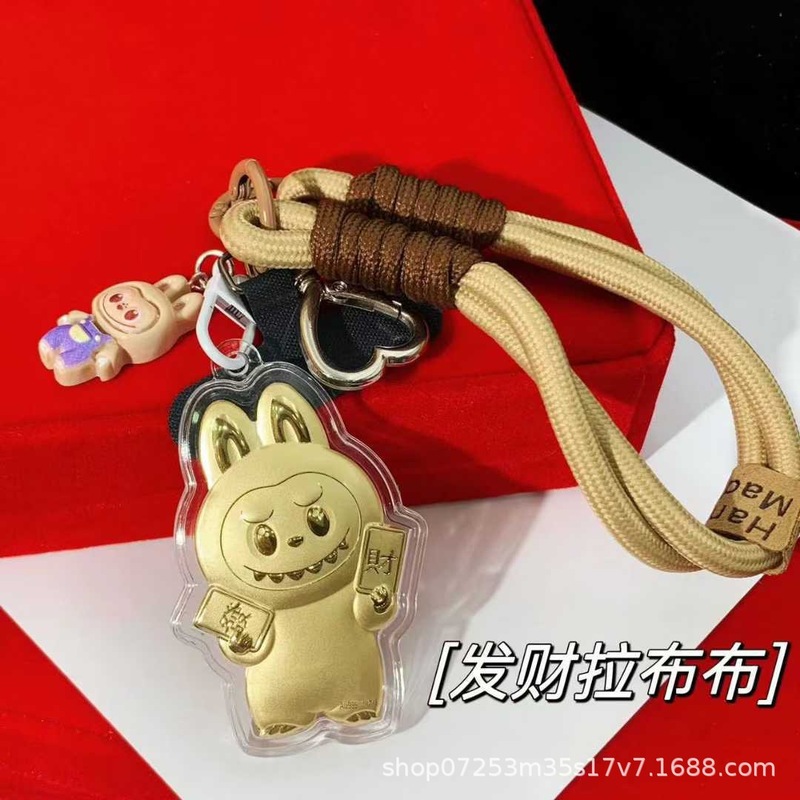 足金999labubu拉布布 手机挂绳钥匙扣 卡通爆款金店引流 礼品批发|undefined