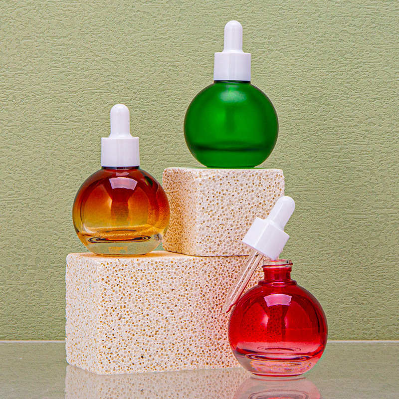 Spot arroz más 30ml botella redonda de aceite esencial gotero botella líquida original aceite esencial botella de bombilla botella de vidrio cosmético