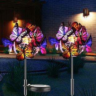 New LED solar transparent tube Butterfly Ball Ground plug lamp outdoor garden villa courtyard decoration lawn lamp