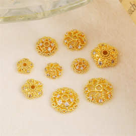 14K包金保色花托雪花隔片花型花帽配饰diy手串散珠饰品配件轻奢风