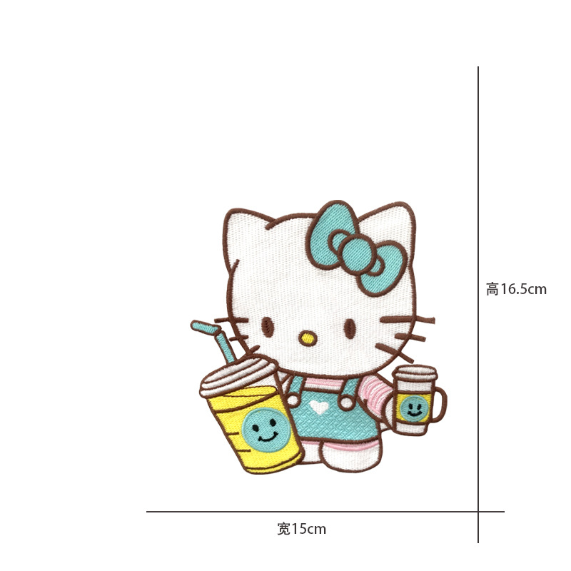 Cartoon al por mayor bordado por computadora kt pegatinas de tela de gato Sanliogou diy pegatinas de parche tejido cesta de ropa adorno accesorios pegatinas