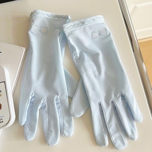 Japanese-Style Embroidered Gloves, Thin and Breathable, Summer Sun Protection, Outdoor Finger-Separated Driving, Girls' Cycling Short Five-Finger Cute