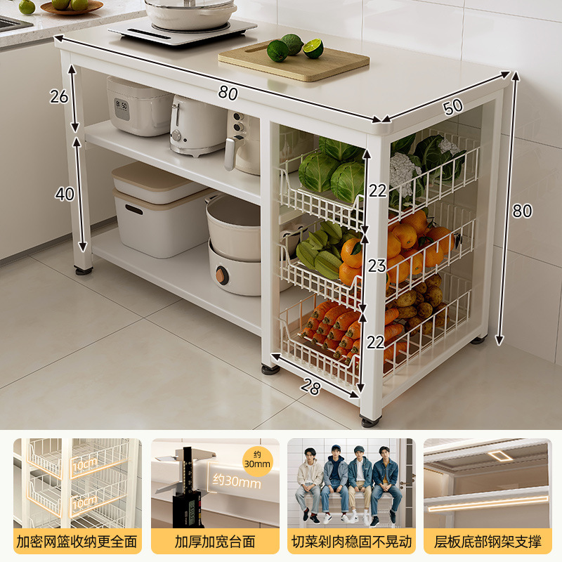 Estante de almacenamiento multicapa de piso de cocina, mesa de corte de verduras multifuncional para microondas, estante de almacenamiento de armario de comedor