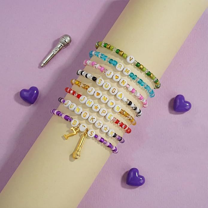 European and American Cross-Border New Style Karo Lg English Name Fan Bracelet Colorful Crystal Beaded Elastic Bracelet