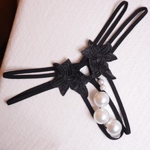 情趣内衣内裤女士超大珍珠按摩丁字裤开档免脱可插入欧美夜店内裤