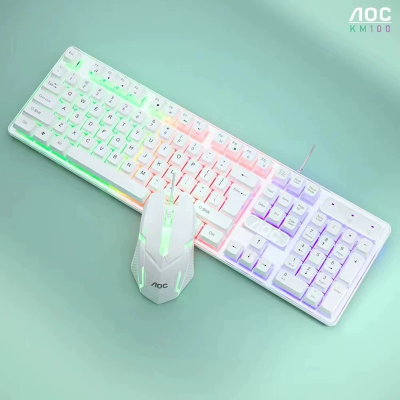 Набор клавиатура-мышь AOC KM100 сжатыми клавишами, тактильность механического типа, подсветка, игровая клавиатура и мышь