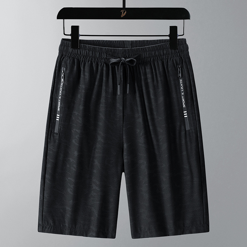 High-Elastic Ice Silk Quick-Dry Men's Summer Sports Shorts, Casual 7/8 Length Thin Quick-Dry Breathable Pants