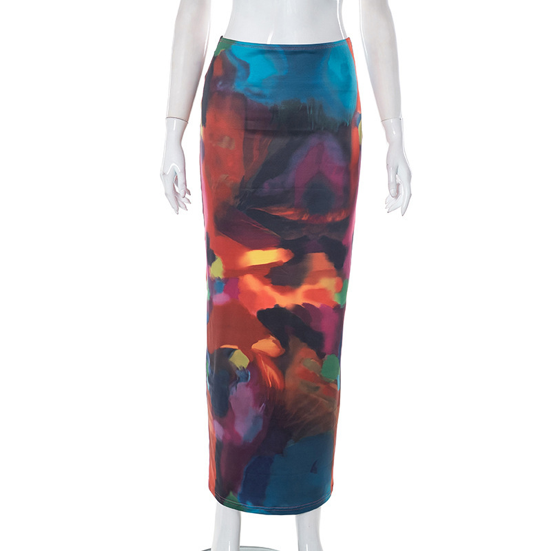 119g Weight Maxi Long Dress Dress Length Type Hip skirt Dresses Type Spandex, Polyester, Milk Silk Printing Fabric Type High Waist Waist Line High Elasticity Elasticity Daily Occasion Painted Function Slim Fit Type Geometric Pattern Spring, Autumn Season Women's Gender wind, Streetwear Style Women's Summer New Casual Painted Print Bare Midriff Slim Fit Sheath Long Skirt 14