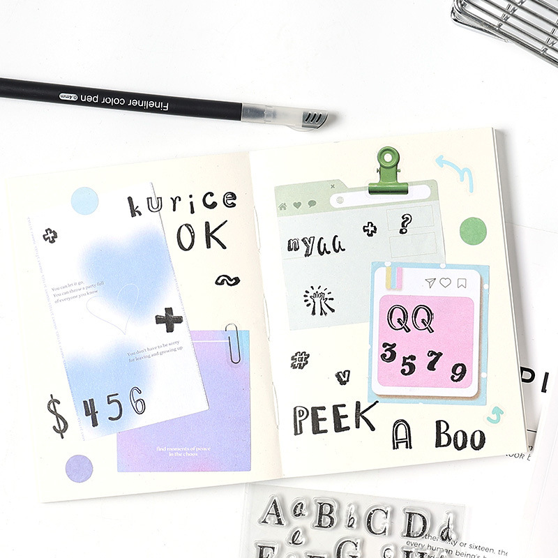 Cifras de escritura transparentes alfanuméricos sello de silicona transfronterizo alfanuméricos de dibujos animados mayúsculas y minúsculas sello de cuentas