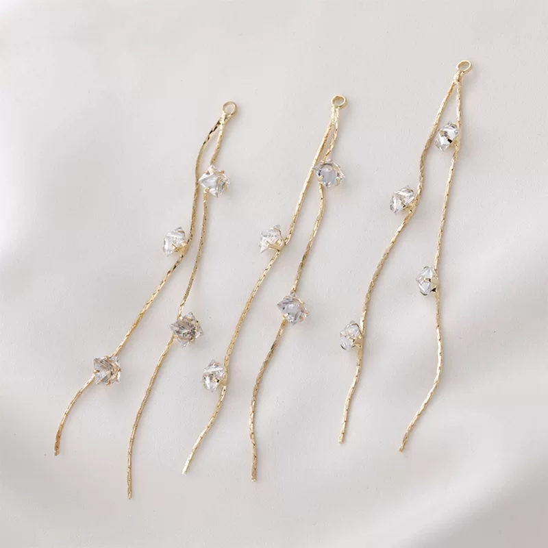Long zirconium with rhinestones, earrings, cute accessories, city style, Japanese and Korean