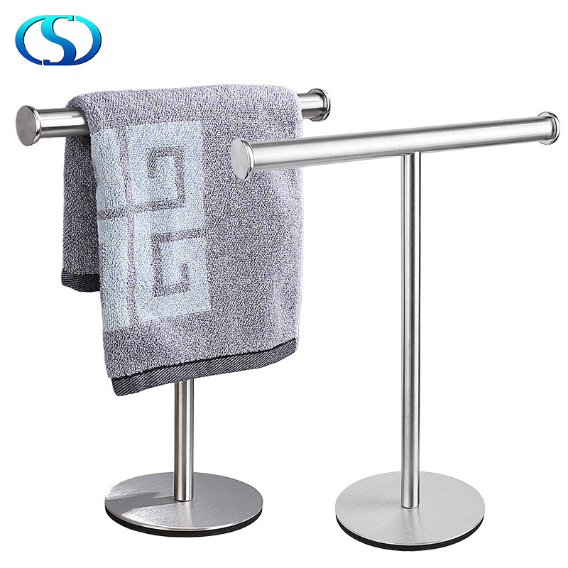 Cross-Border Bathroom Stainless Steel Vertical Towel Rack Kitchen Bathroom Hand Towel Rack Desktop T-Shaped Vertical Towel Bar