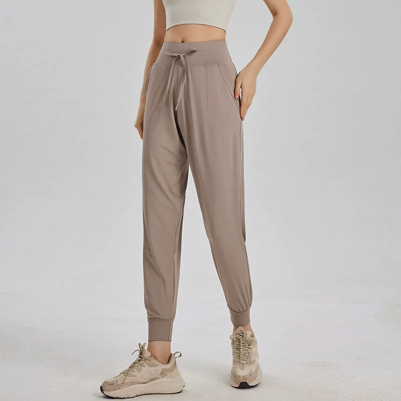Женские свободные быстросохнущие брюки для йоги с высокой талией, тонкие укороченные брюки для бега, тренировок и фитнеса, летние