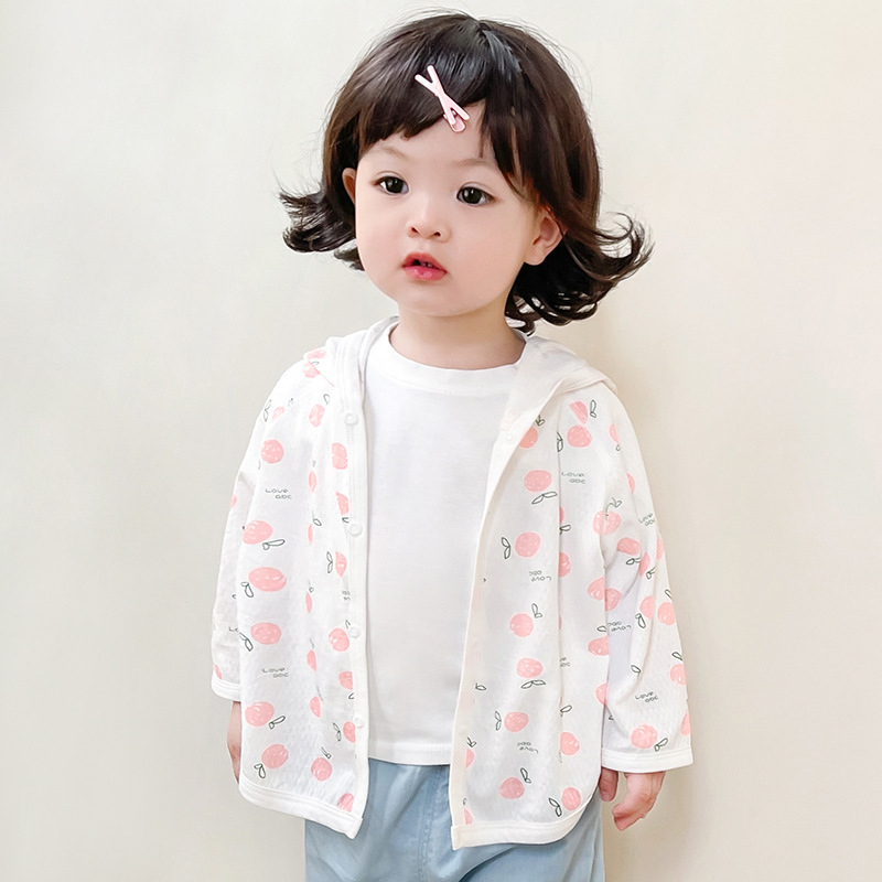 Camacos solares para bebés de verano de algodón para niños y niñas, camisas de pijamas de aire acondicionado, cardigans de verano, chaqueta de bebé