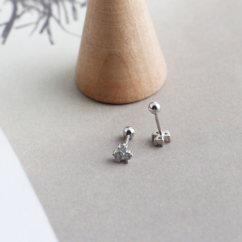 Fashion Geometric Sterling Silver Inlay Zircon Ear Studs 1 Pair